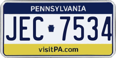 PA license plate JEC7534