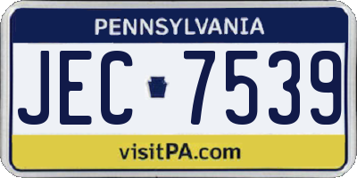 PA license plate JEC7539