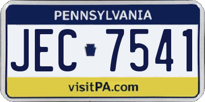 PA license plate JEC7541