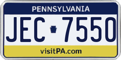PA license plate JEC7550