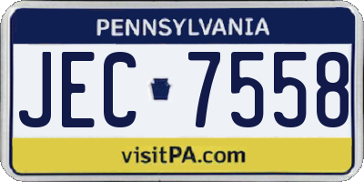 PA license plate JEC7558