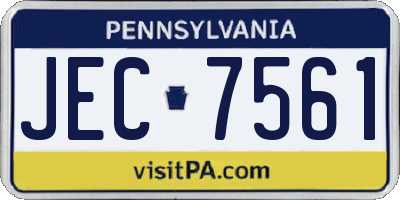 PA license plate JEC7561
