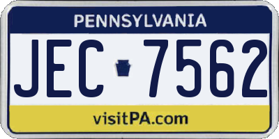 PA license plate JEC7562