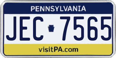 PA license plate JEC7565