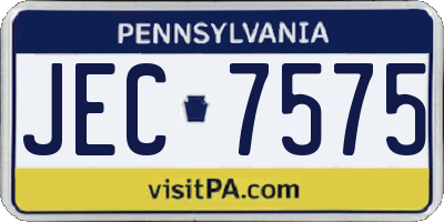 PA license plate JEC7575