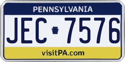 PA license plate JEC7576