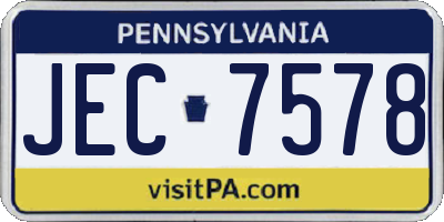 PA license plate JEC7578