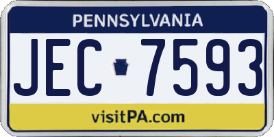 PA license plate JEC7593