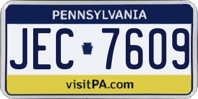 PA license plate JEC7609
