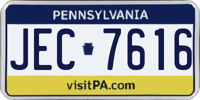PA license plate JEC7616