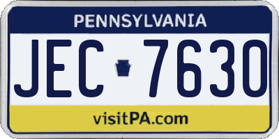 PA license plate JEC7630