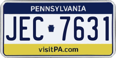 PA license plate JEC7631