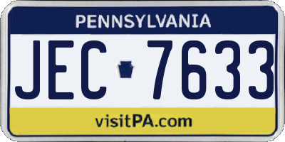 PA license plate JEC7633