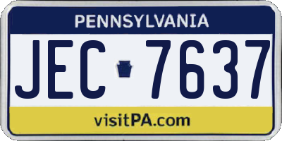 PA license plate JEC7637