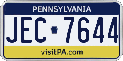 PA license plate JEC7644