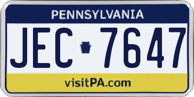 PA license plate JEC7647