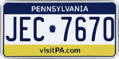 PA license plate JEC7670