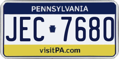 PA license plate JEC7680