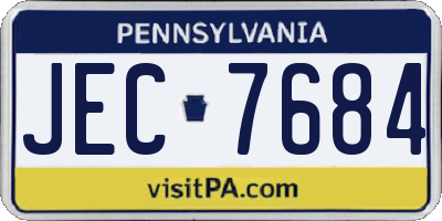 PA license plate JEC7684