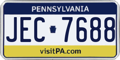 PA license plate JEC7688
