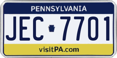 PA license plate JEC7701