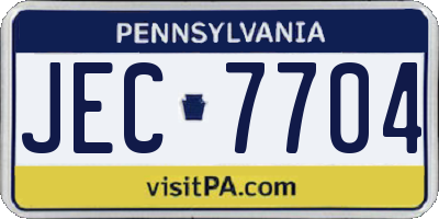 PA license plate JEC7704