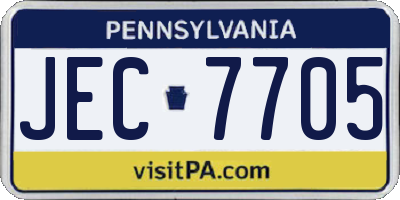 PA license plate JEC7705