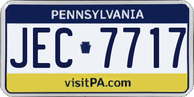 PA license plate JEC7717