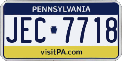 PA license plate JEC7718
