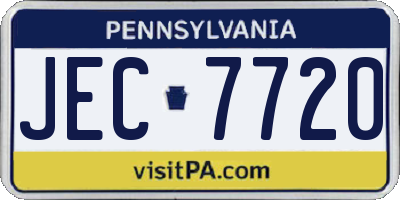 PA license plate JEC7720
