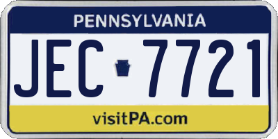 PA license plate JEC7721