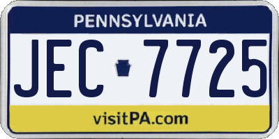 PA license plate JEC7725