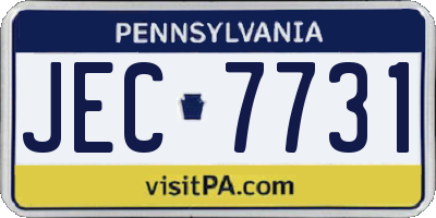 PA license plate JEC7731