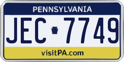 PA license plate JEC7749