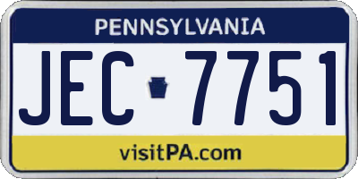 PA license plate JEC7751