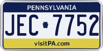PA license plate JEC7752