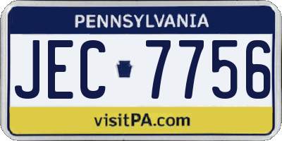 PA license plate JEC7756