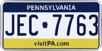 PA license plate JEC7763