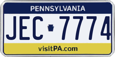 PA license plate JEC7774