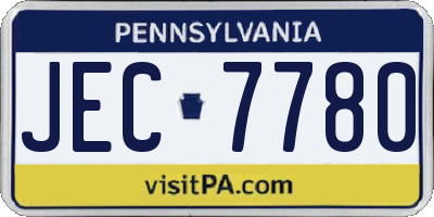 PA license plate JEC7780