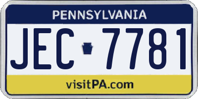 PA license plate JEC7781