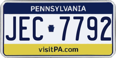 PA license plate JEC7792