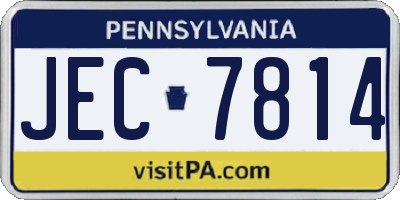 PA license plate JEC7814