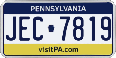 PA license plate JEC7819