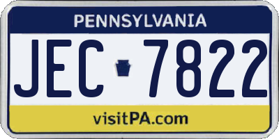 PA license plate JEC7822