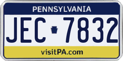 PA license plate JEC7832
