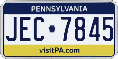 PA license plate JEC7845