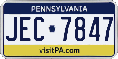 PA license plate JEC7847