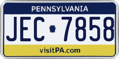 PA license plate JEC7858