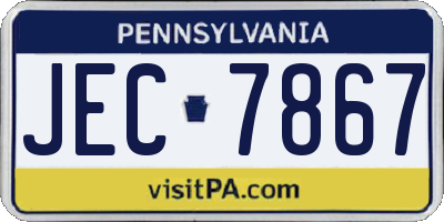 PA license plate JEC7867
